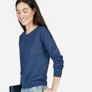 Everlane Linen Crew Sweater in Heather Indigo